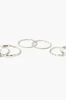 Women's Rhinestone Hoop Earring Set in Silver/Clear