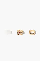 Women's Faux Gem Flower Ring Set in Gold, 8