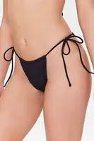 Women's String Bikini Bottoms in Black Large