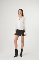 Women's High-Low Trumpet-Sleeve Shirt White