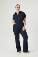 Women's Denim Zip-Up Jumpsuit Denim, 3X