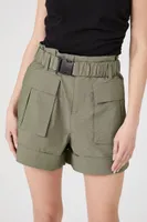 Women's Belted Paperbag Cargo Shorts in Cypress Medium