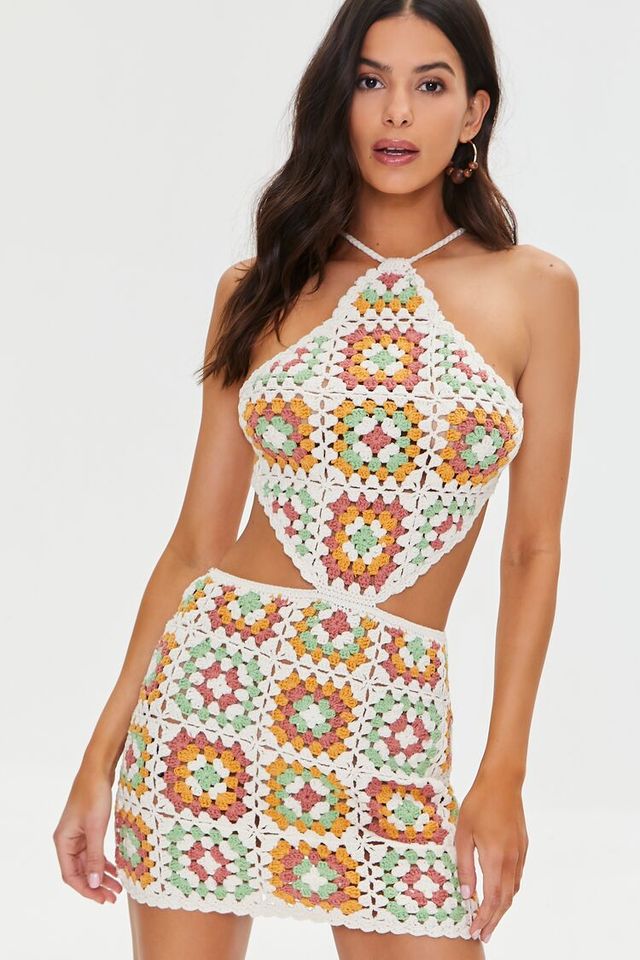 Forever 21 Women's Cutout Crochet Mini Dress in Ivory Large | MainPlace Mall Forever 21 Women's Cutout Crochet Mini Dress in Ivory Large | MainPlace Mall