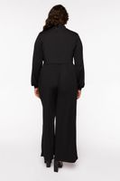 Women's Twist-Hem Top & Wide-Leg Pants Set in Black, 1X