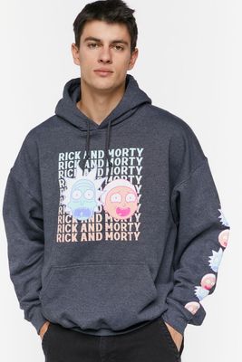 Men Rick & Morty Graphic Hoodie in Charcoal Small
