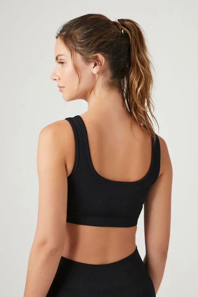 Forever 21 Women's Seamless Strappy Sports Bra Hibiscus