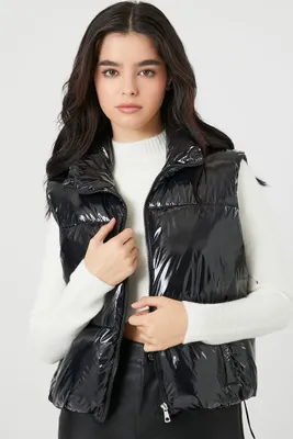 Women's Quilted Puffer Vest in Black Medium