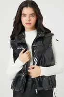 Women's Quilted Puffer Vest in Black Medium