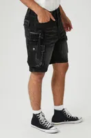 Men Cargo Denim Shorts in Washed Black, 32