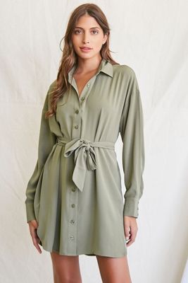 Women's Tie-Waist Shirt Dress Small