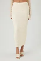 Women's Textured Shirt & Maxi Skirt Set in Vanilla Small