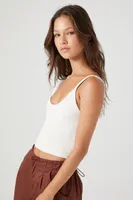 Women's Ribbed Knit Cropped Cami in Cream, XL