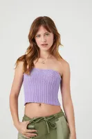 Women's Sweater-Knit Cropped Tube Top Purple