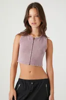 Women's Ribbed Zip-Up Crop Top in Dusk Medium