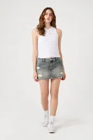 Women's Distressed Micromini Denim Skirt