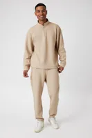 Men Quarter-Zip Long-Sleeve Top in Taupe Medium