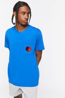 Men Yin Yang Pocket Tee in Blue/Red Medium