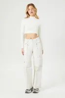 Women's Straight-Leg Cargo Pants in White Medium