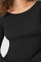 Women's Boat Neck Long-Sleeve Top in Black Medium