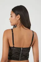 Women's Sequin Bustier Cropped Cami in Black Medium