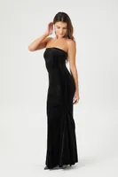 Women's Velvet Strapless Maxi Dress