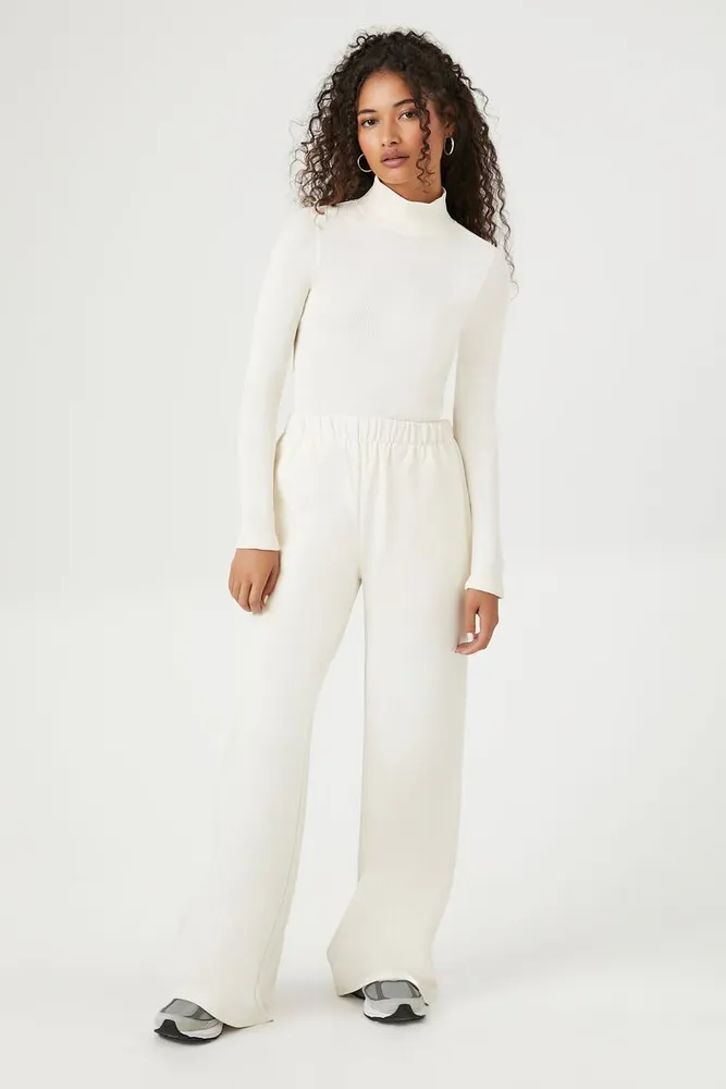 Women's Cotton Wide-Leg Pants in Ivory Medium