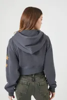 Women's Cropped Great Falls Zip-Up Hoodie in Dark Grey, XS