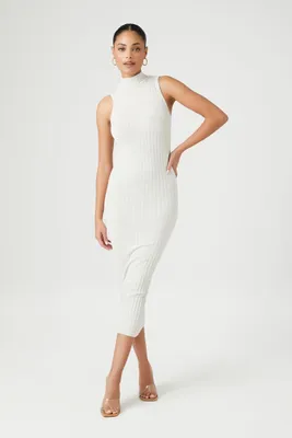 Women's Seamless Striped Sleeveless Midi Dress in Birch Medium