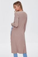 Women's Ribbed Longline Cardigan Sweater in Taupe Small