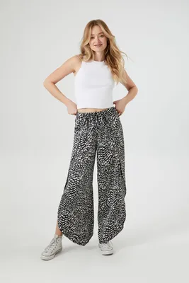 Women's Abstract Print Palazzo Pants in Black Large