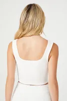 Women's Curved Hem Bustier Crop Top in Vanilla, XL