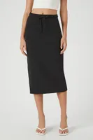 Women's French Terry Midi Skirt in Black, XS