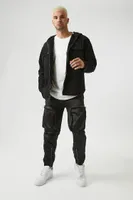 Men Satin 3D Pocket Cargo Joggers in Black Medium