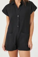 Women's Gauze Swim Cover-Up Romper in Black Small