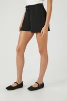 Women's High-Rise Belted Shorts in Black Medium