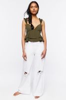 Women's Layered Flounce Tank Top in Olive Small