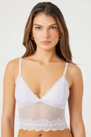 Women's Sheer Floral Lace Longline Bra Lavender/Vanilla