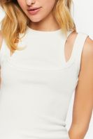 Women's Ribbed Combo Tank Top in Vanilla Small