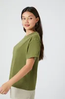 Women's Cotton Crew T-Shirt in Olive, XL