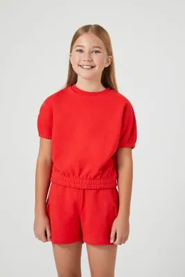 Girls French Terry Pullover (Kids) in Red, 5/6