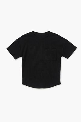 Kids Pocket Curved-Hem T-Shirt (Girls + Boys) in Black, 13/14