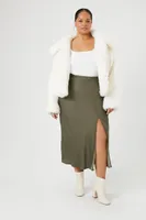 Women's Faux Shearling Cropped Coat in White, 3X