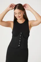 Women's Button-Up Underbust Bustier in Black Medium