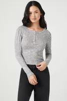 Women's Ribbed Knit Long-Sleeve Top