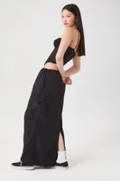 Women's Cargo Maxi Skirt in Black Medium