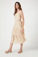 Women's Tiered Halter Midi Dress Oatmeal