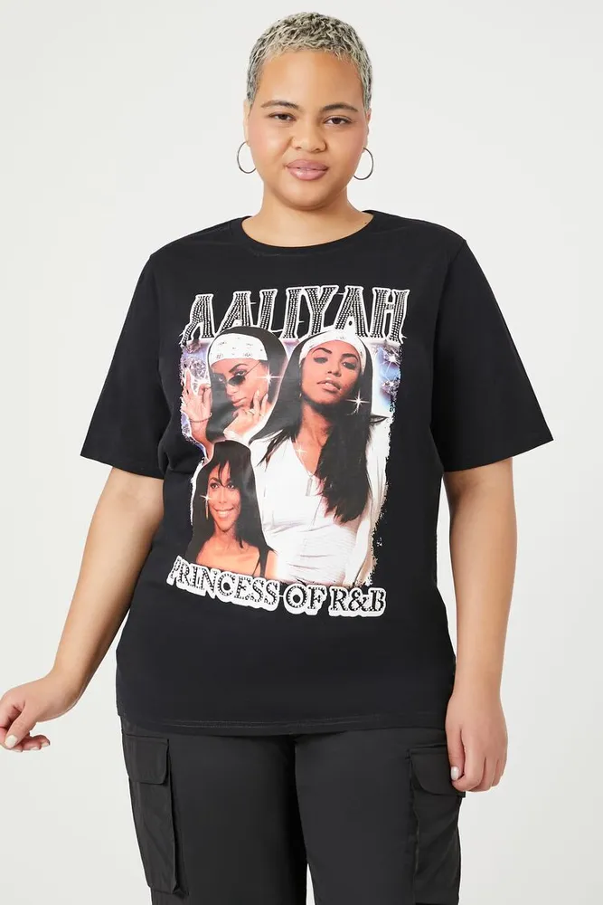 Women's Aaliyah Graphic T-Shirt in Black, 0X