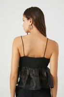 Women's Organza Peplum Cami in Black Small