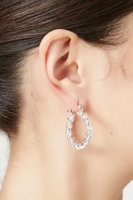 Women's Twisted Hoop Earrings in Silver