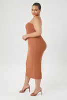 Women's Bodycon Tube Midi Dress in Chestnut, 3X